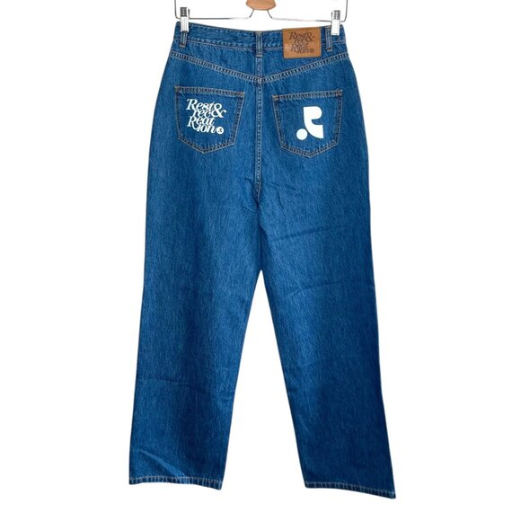 Rest & Recreation Womens High-Waisted Straight-Leg Baggy Denim Jeans Size 2 kpop - Picture 1 of 10